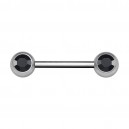 Nipple-Piercing Chirurgenstahl 316L Zwei Strass Schwarz
