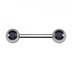 Nipple-Piercing Chirurgenstahl 316L Zwei Strass Schwarz