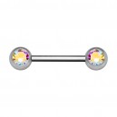 Nipple-Piercing Chirurgenstahl 316L Zwei Strass Mehrfarbig