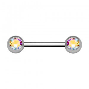 Nipple-Piercing Chirurgenstahl 316L Zwei Strass Mehrfarbig