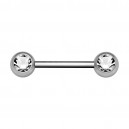 Nipple-Piercing Chirurgenstahl 316L Zwei Strass Wei&szlig;
