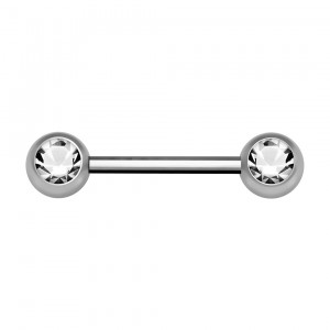 Nipple-Piercing Chirurgenstahl 316L Zwei Strass Wei&szlig;