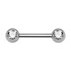 Nipple-Piercing Chirurgenstahl 316L Zwei Strass Weiß