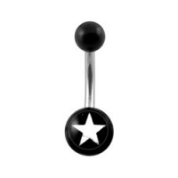 Piercing Nombril Acrylique Noir Etoile Blanche