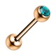 Zungenpiercing Stahl 316L Eloxiert Golden Rosa Strass Türkis