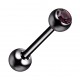 Piercing Lengua Acero 316L Anodizado Negro con Strass Púrpura