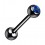 Piercing Lengua Acero 316L Anodizado Negro con Strass Azul Oscuro