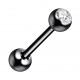 Piercing Lengua Acero 316L Anodizado Negro con Strass Blanco