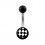 Black Acrylic Navel Belly Button Ring w/ Checkerboard
