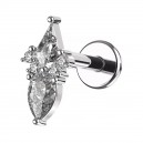 6 Strass Lozenge & Pear Metallized 316L Steel Helix Ring