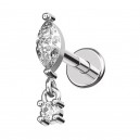 Piercing Helix Stahl 316L Metallisiert Strass Marquise & Anhänger Kreis