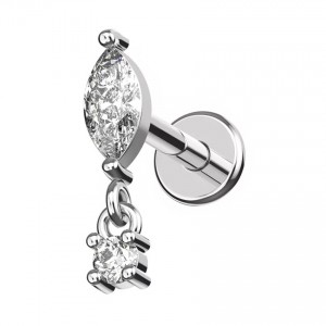 Piercing Helix Stahl 316L Metallisiert Strass Marquise & Anhänger Kreis