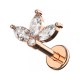Piercing Cartilage Rose Doré Ailes 1 et 3 Strass Marquises Blancs