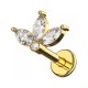 Piercing Cartilage Doré Ailes 1 et 3 Strass Marquises Blancs