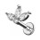 Piercing Cartilage Métallisé Ailes 1 et 3 Strass Marquises Blancs