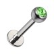 Piercing Labret Stecker Titan Grad 23 Kugel Strass CZ Hellgrün