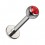 Labret-Piercing Stecker Titan Grad 23 Kugel Strass CZ Rot