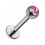Piercing Labret Stud Titanio Grado 23 Bola Strass CZ Rosa