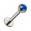 Labret-Piercing Stecker Titan Grad 23 Kugel Strass CZ Dunkelblau
