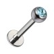 Piercing Labret Stud Titane Grade 23 Boule Strass CZ Turquoise