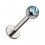 Labret-Piercing Stecker Titan Grad 23 Kugel Strass CZ T&uuml;rkis