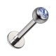 Piercing Labret Stud Titane Grade 23 Boule Strass CZ Bleu Clair