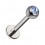 Labret-Piercing Stecker Titan Grad 23 Kugel Strass CZ Hellblau