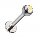 Labret-Piercing Stecker Titan Grad 23 Kugel Strass CZ Mehrfarbig