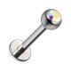 Piercing Labret Stud Titane Grade 23 Boule Strass CZ Multicolore
