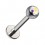 Piercing Labret Stecker Titan Grad 23 Kugel Strass CZ Mehrfarbig