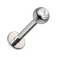 Labret-Piercing Stecker Titan Grad 23 Kugel Strass CZ Wei&szlig;