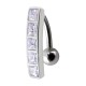 Piercing Nombril Inversé Argent 925 Barre 5 Strass Carrés Violets Clair