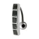 Piercing Nombril Inversé Argent 925 Barre 5 Strass Carrés Noirs