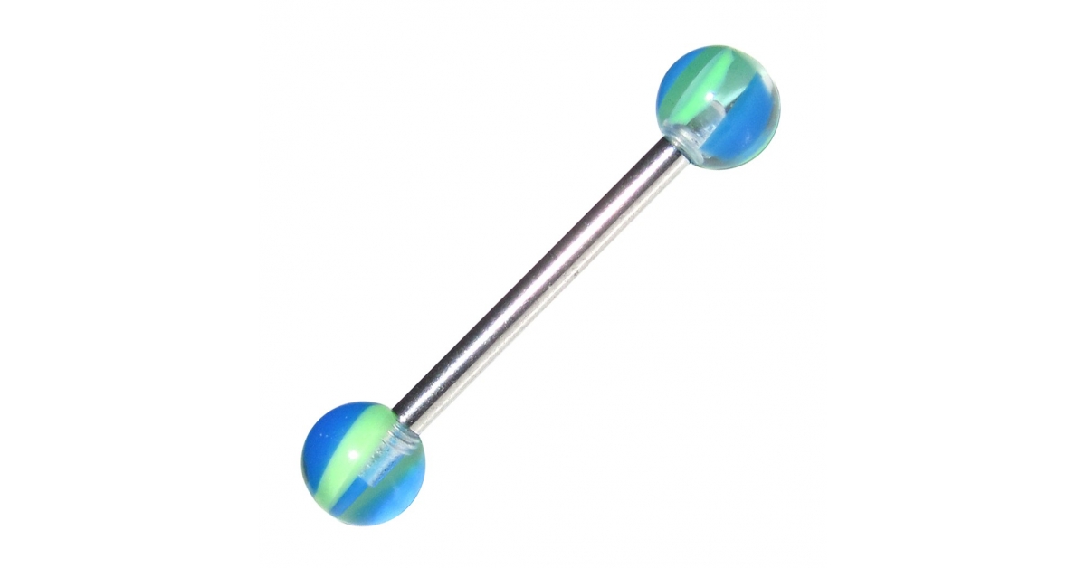 Blue / Green Candy Acrylic Tongue Bar Ring Votre Piercing
