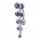 Piercing Nombril Inversé Argent 925 Dangling 9 Strass Ronds Violets