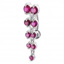 Pink 9 Dangling Round Strass 925 Silver Reverse Belly Button Ring