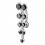 Piercing Nombril Inversé Argent 925 Dangling 9 Strass Ronds Noirs