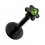 Labret-Piercing Push-Fit Stahl 316L Eloxiert Schwarz Blume Strass Hellgr&uuml;n