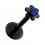 Piercing Labret Push-Fit Acier 316L Anodisé Noir Fleur Strass Bleu Foncé