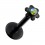 Labret-Piercing Push-Fit Stahl 316L Eloxiert Schwarz Blume Strass Mehrfarbig