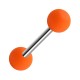 Piercing Langue Acrylique Néon Orange Deux Boules