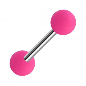Piercing Lengua Acrílico Neón Rosa Dos Bolas