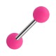 Piercing Langue Acrylique Néon Rose Deux Boules