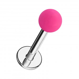 Neon Pink Acrylic Labret / Tragus Piercing Stud Ring w/ Ball