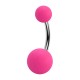 Neon Pink Acrylic Belly Navel Button Ring w/ Balls