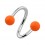 Twisted Helix Piercing Ring w/ Two Neon Acrylic Orange Balls