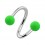 Twisted Helix Piercing Ring w/ Two Neon Acrylic Green Balls