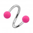 Piercing Hélix Espiral Acrílico Neón Dos Bolas Rosas