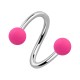 Twisted Helix Piercing Ring w/ Two Neon Acrylic Pink Balls