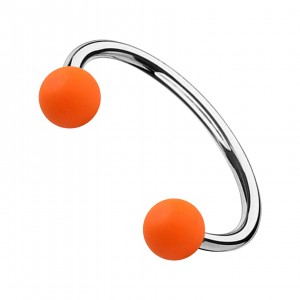 Neon Orange Acrylic Circular Piercing Barbell with Balls